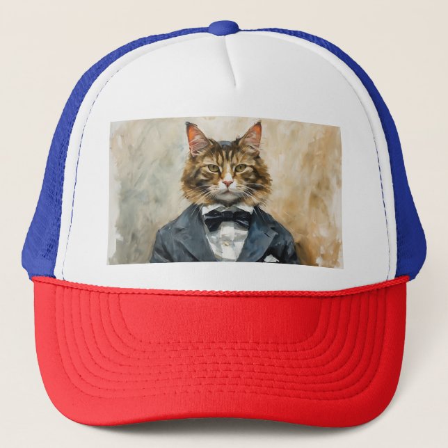Casquette Chat en costume (Devant)