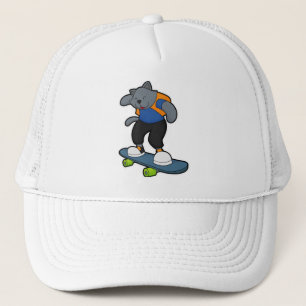 Casquette Chat en Skateboard avec Skateboard