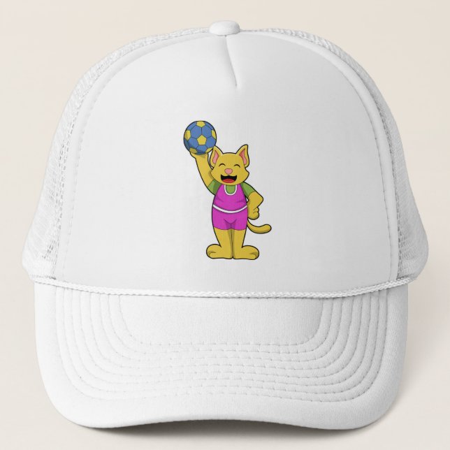 Casquette Chat en tant que joueur de handball avec Handball (Devant)