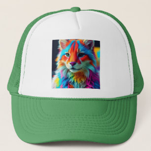Casquette Chat fourrure couleur arc-en-ciel