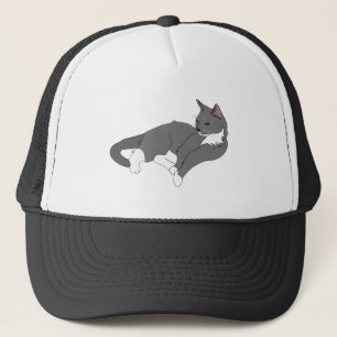 Casquette Chat gris et blanc Tuxedo