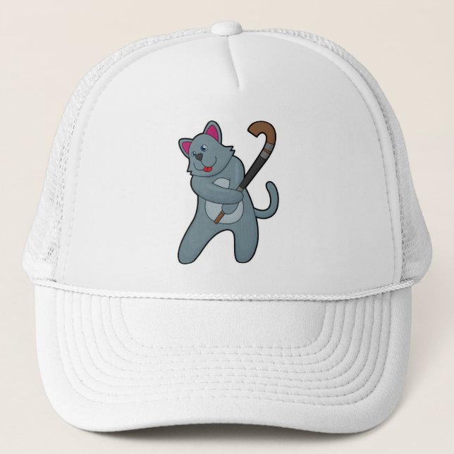 Casquette Chat Hockey avec bâton de hockey (Devant)