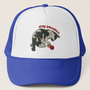 Casquette Chat Jouant avec des Billes, Restez Pawsitif, Jeu 