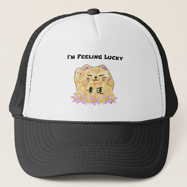 Casquette Chat Lucky (Maneki Neko) - "Je me sens chanceux" (Devant)