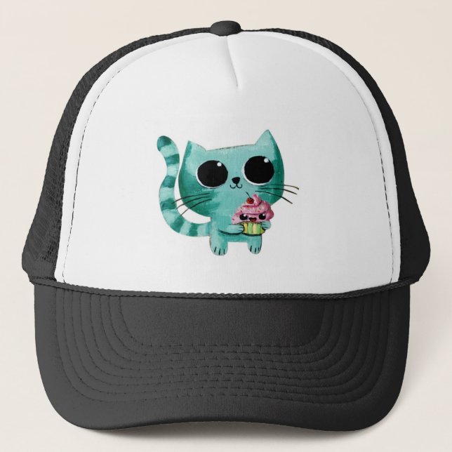 Casquette Chat mignon de Kitty avec le petit gâteau de (Devant)