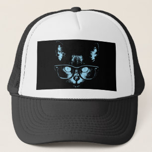 Casquette Chat nerd bleu
