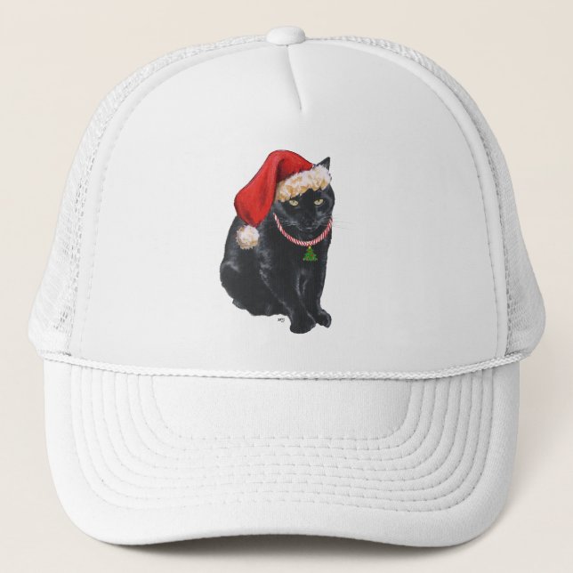Casquette Chat noir à Santa Hat (Devant)