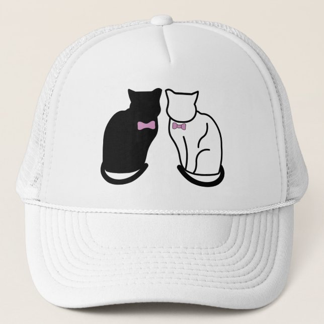 Casquette Chat noir et blanc (Devant)