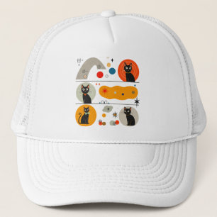 Casquette Chat noir rétro MCM : Art graphique abstrait cosmi