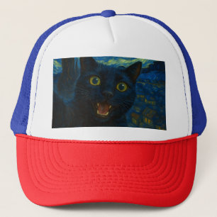 Casquette Chat noir Starry Nuit Van Gogh Chat Selfie