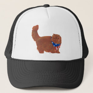 Casquette Chat Persan roux à longs poils patriotique