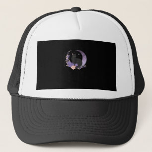 Casquette Chat Sorcière Fleurs de Lune Pastel Gothique Gobli