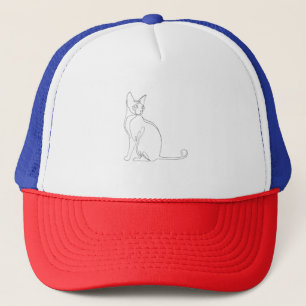 Casquette Chat Sphynx Dessin Minimaliste à Main Levée