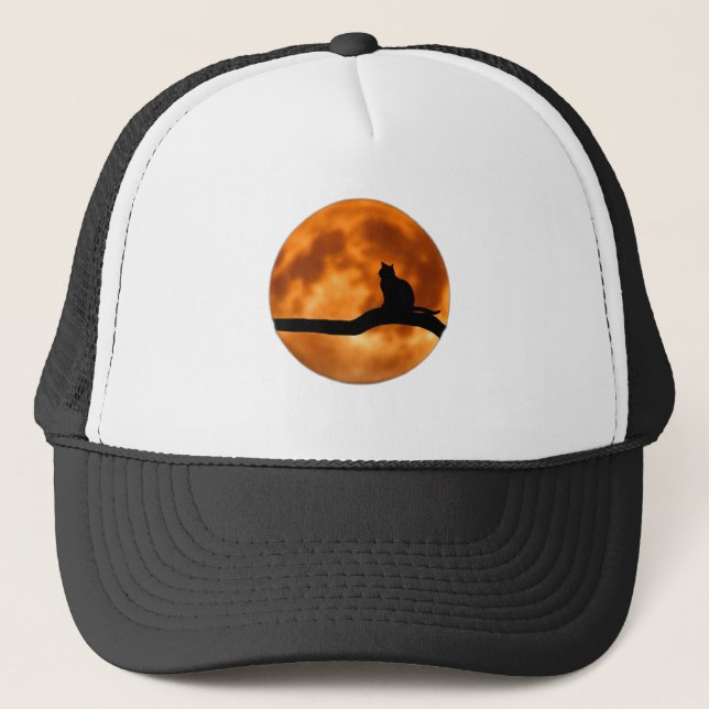 Casquette Chat sur le coucher du soleil du journal -casquett (Devant)