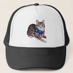 Casquette Chat tabby American Shorthair patriotique