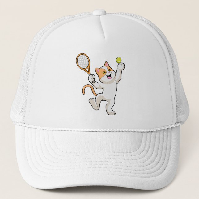 Casquette Chat Tennis avec raquette de tennis (Devant)