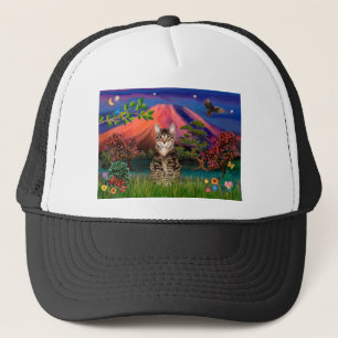 Casquette Chat tigre tabby - Mt Fuji la nuit