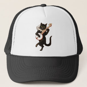 Casquette Chat vintage jouant le banjo