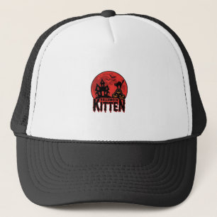 Casquette Chaton d'Halloween Maison Hantée Chat Graphique_1