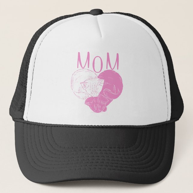 Casquette Chats de coeur MOM rose (Devant)