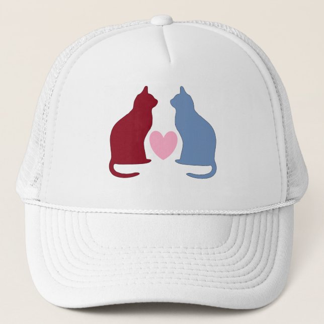 Casquette Chats mignons et amour du coeur (Devant)