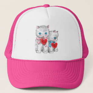Casquette Chats Rétro de la Saint-Valentin, Chatons Fluffy V