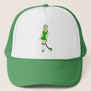 Casquette Chatte de Noël verte