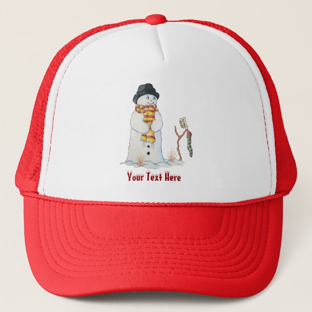 Casquette Cher bonhomme de neige souriant dans la neige à no (Devant)