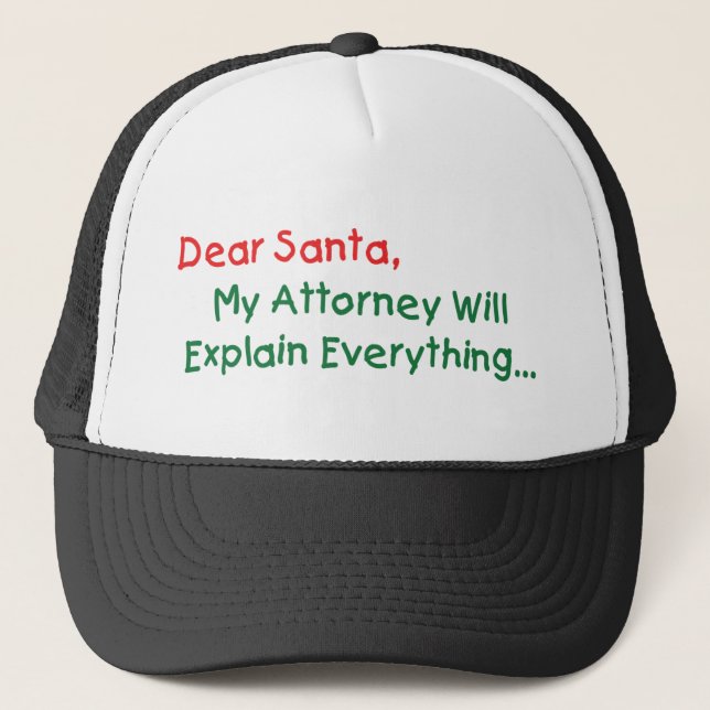 Casquette Cher Père Noël, Mon Procureur Expliquera - Drôle N (Devant)