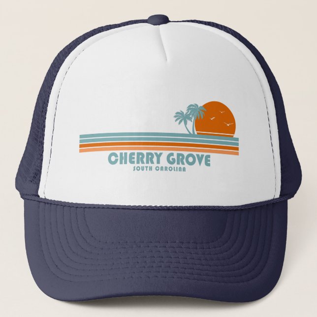 Casquette Cherry Grove Beach Caroline du Sud Sun Palm Trees (Devant)