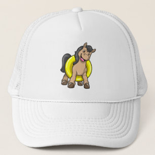 Casquette Cheval à la plage avec anneau de natation