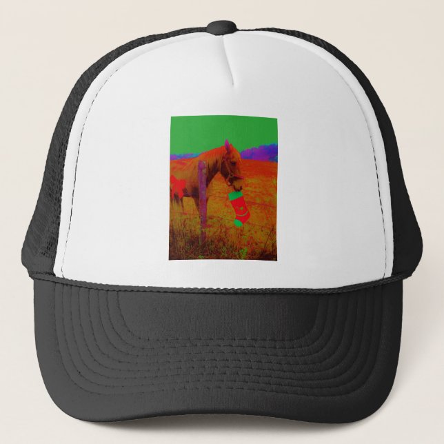 Casquette Cheval arc-en-ciel de Noël (Devant)