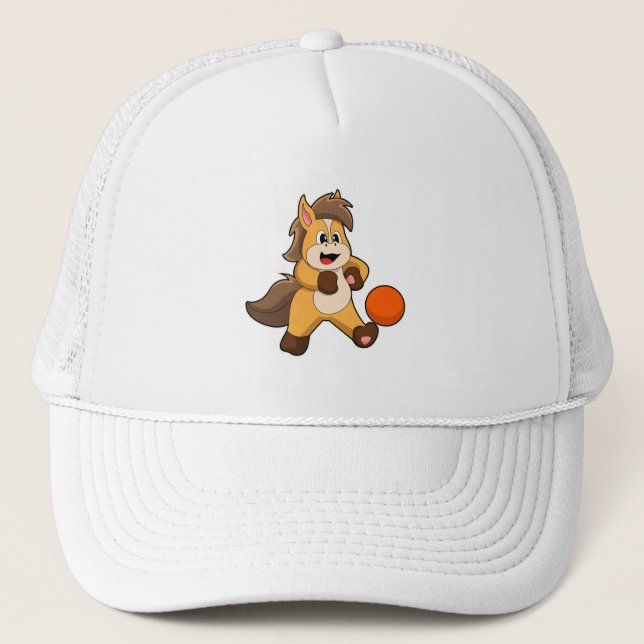 Casquette Cheval comme joueur de football avec balle de foot (Devant)