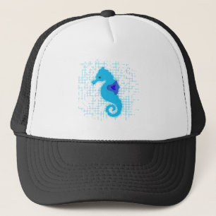 Casquette Cheval De Mer Bleu Sur Un Arrière - plan En Perte