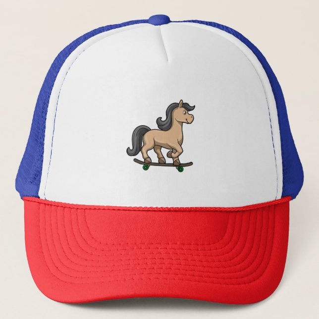 Casquette Cheval en Patinage avec Skateboard (Devant)