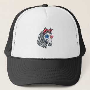 Casquette Cheval Patriotique Avec Lunettes De Soleil Drapeau