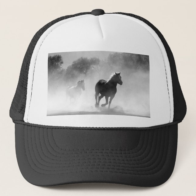 Casquette Chevaux de course noir et blanc Photo Artwork (Devant)