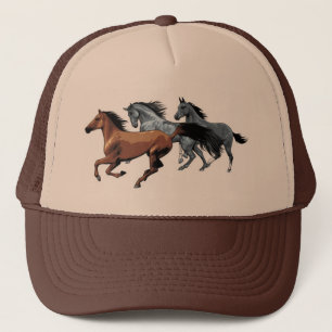 Casquette chevaux vecteurs courant sauvage brun gris noir