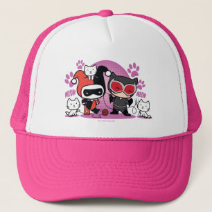 Casquette Chibi Harley Quinn & Chibi Catwoman Avec Chats