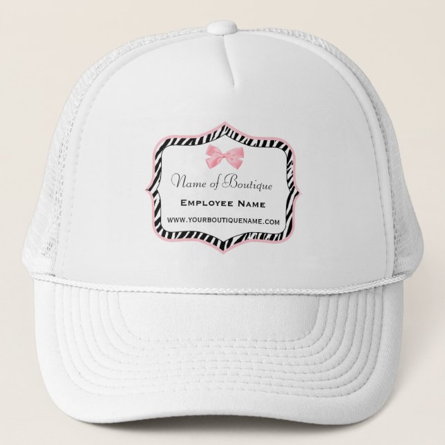 Casquette Chic Zebra Print Boutique Light True Pink Ribbon (Devant)