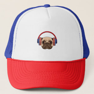 Casquette Chien à la musique avec casque