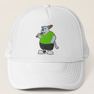 Casquette Chien au baseball avec batte de baseball