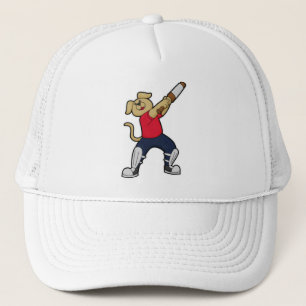 Casquette Chien au cricket avec batte de cricket