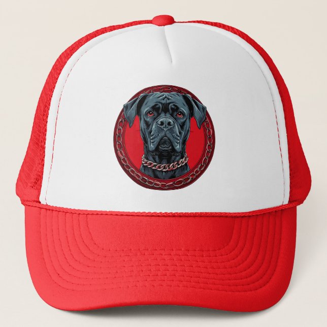 Casquette Chien avec Collier à Chaîne et Fond Audacieux (Devant)