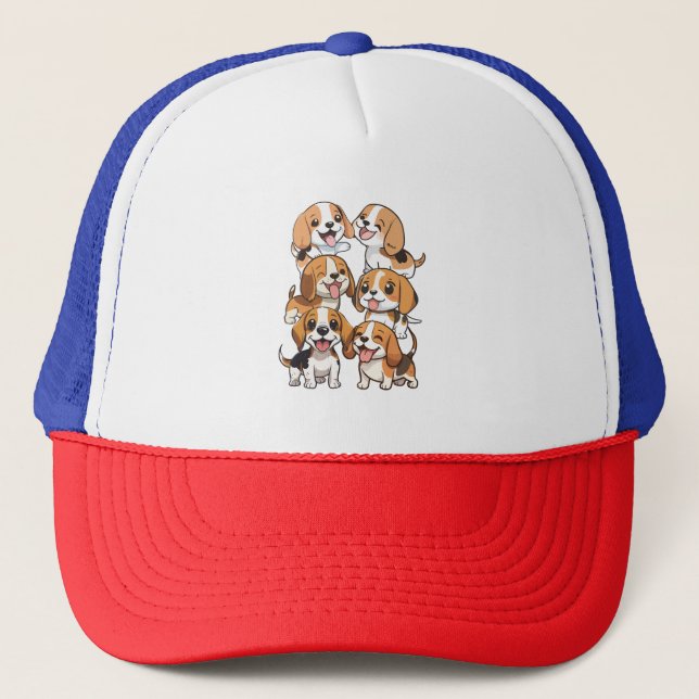Casquette chien beagle joyeux (Devant)
