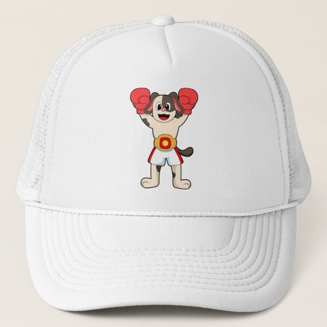 Casquette Chien champion de boxe avec gants de ceinture et d (Devant)