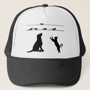 Casquette Chien Chat Oiseaux Silhouettes Fil Animaux Animaux
