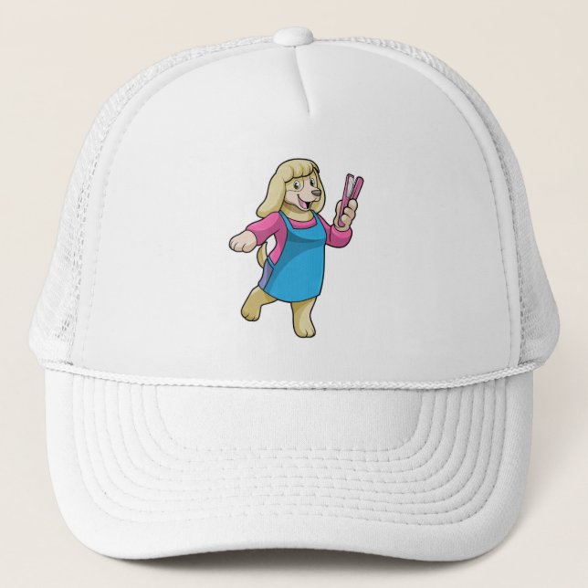 Casquette Chien comme coiffeur avec peigne (Devant)