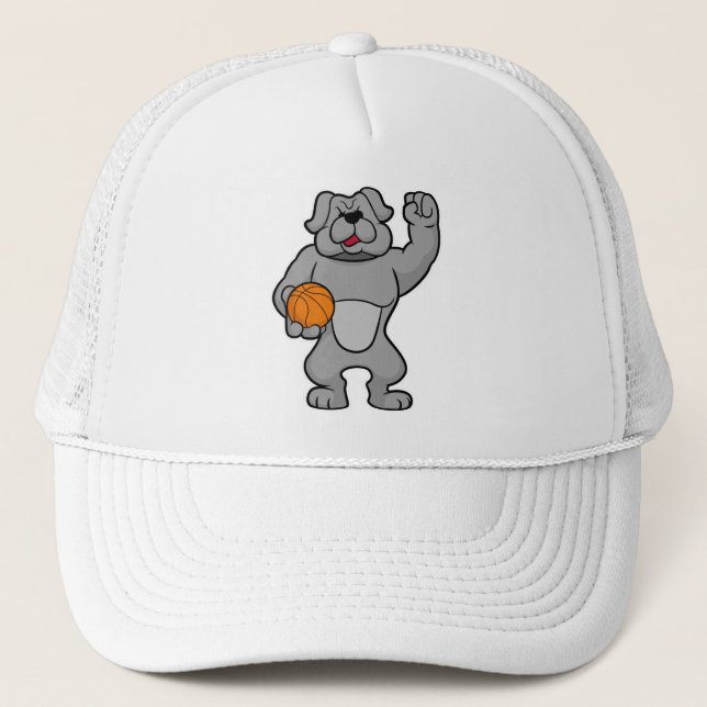 Casquette Chien comme joueur de basket-ball avec basket-ball (Devant)