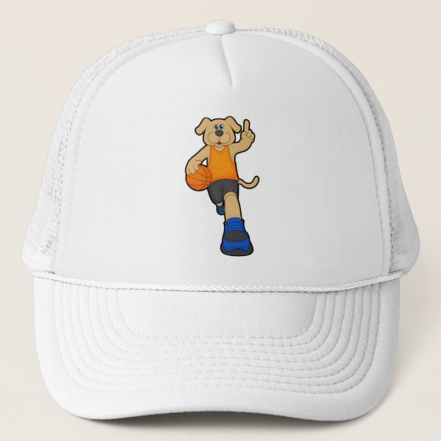 Casquette Chien comme joueur de basket-ball avec basket-ball (Devant)